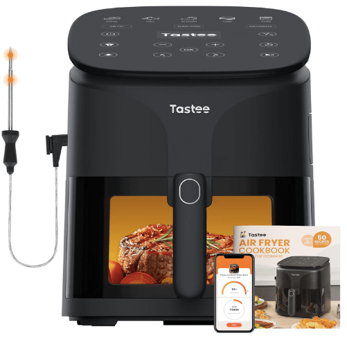 Tastee Air Fryer, 8-in-1 Compact 5.5QT AirFryers, 450°F Digital Airfryer Dehydrator with Dual-sensor Smart Probe, 24 Presets One-touch Cooking, In-app Recipes with Window, Dishwasher-safe & Non-stick