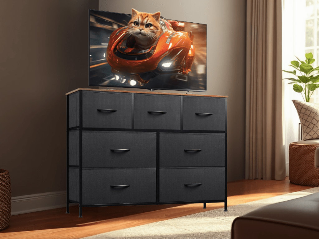 Limited Time Discount: 34% Off WLIVE Dresser TV Stand/Entertainment Center with Fabric&nbsp;Drawers