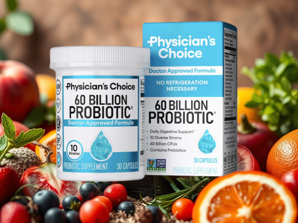 Limited Time Discount: 34% Off Physician’s Choice Probiotics 60 Billion CFU – 10 Strains + Organic Prebiotics – Immune, Digestive & Gut&nbsp;Health