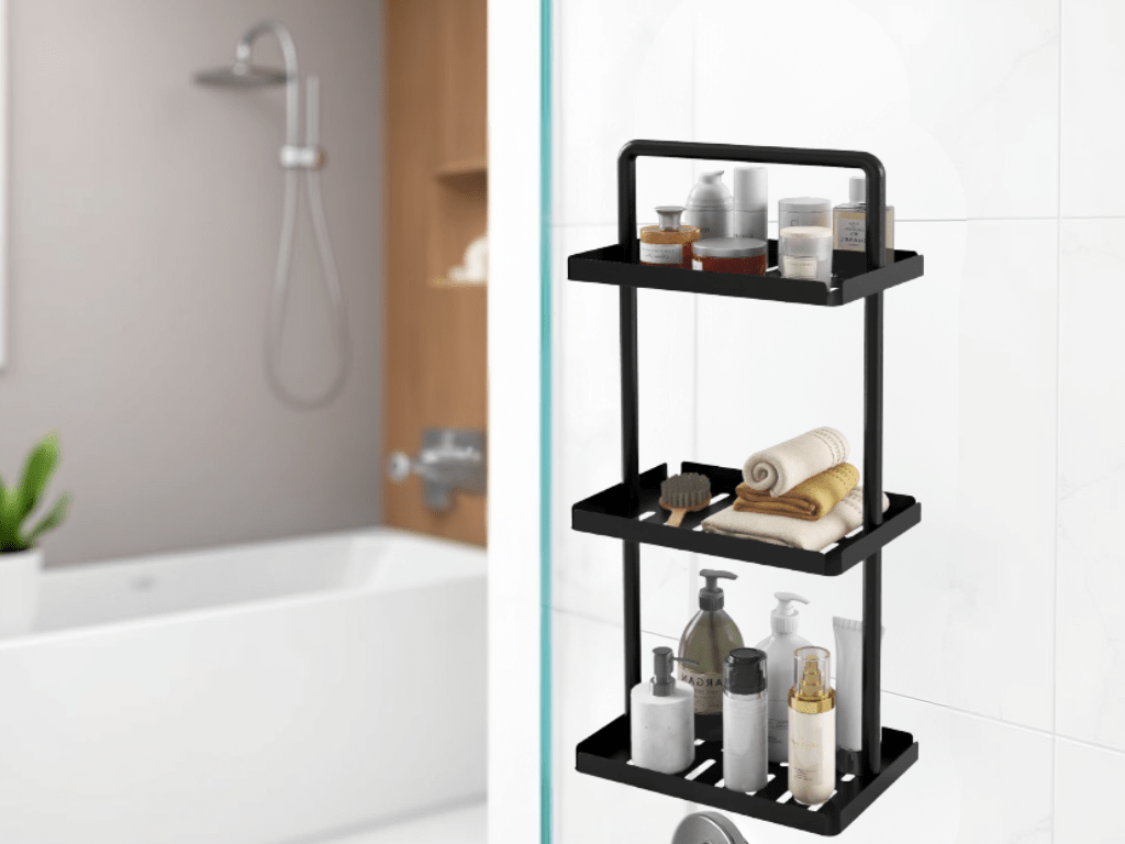 Limited Time Discount: 33% Off YUBEYI Black Bathroom Shower Organizer Stand with&nbsp;Handle
