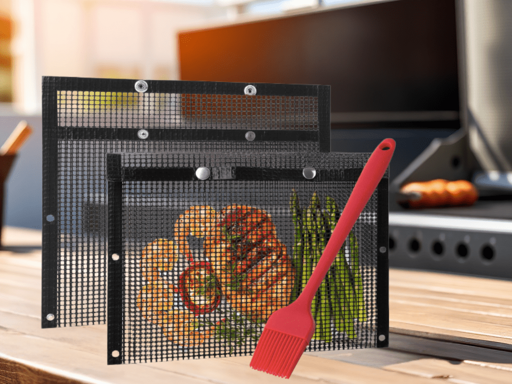 Trending Item: 2 Pack of UNCO Mesh Grill Bags with Basting&nbsp;Brush