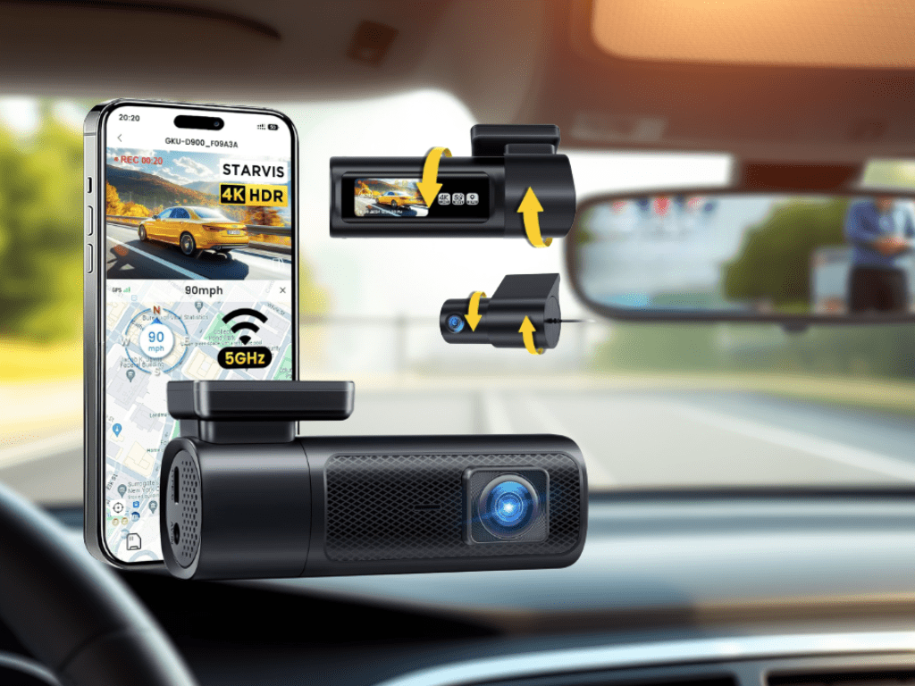 Discounted: 53% Off  GKU Front and Rear 4K Dash Cam with Night Vision & Parking&nbsp;Mode
