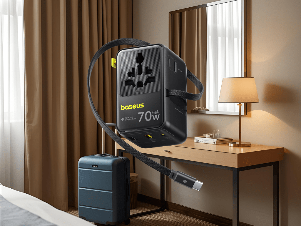 Discounted: 28% Off Baseus 70W Universal Travel Adapter with Retractable&nbsp;Cable