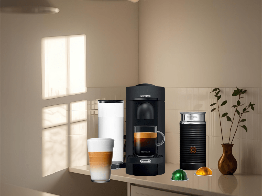 Discounted: 30% Off Nespresso Vertuo Plus Deluxe Coffee and Espresso Maker by De’Longhi, Matte Black with Aeroccino Milk Frother 
